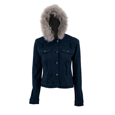 Chamarra Mezclilla Afelpada Con Gorro  Mujer Roosevelt A187