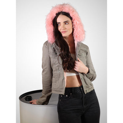 Chamarra Mezclilla Afelpada Con Gorro  Mujer Roosevelt A187