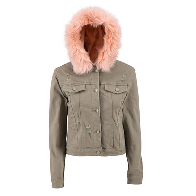 Chamarra Mezclilla Afelpada Con Gorro  Mujer Roosevelt A187