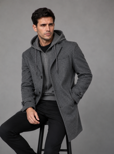 ABRIGO HOODPIANA DKGREY