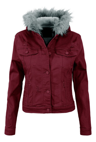 Chamarra Mezclilla Afelpada Con Gorro  Mujer Roosevelt A187