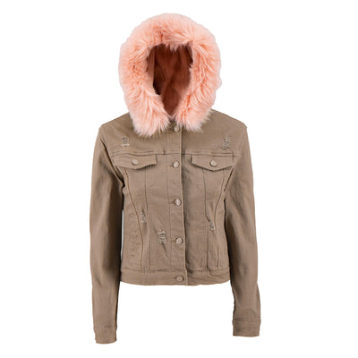 Chamarra Mezclilla Afelpada Con Gorro  Mujer Roosevelt A187