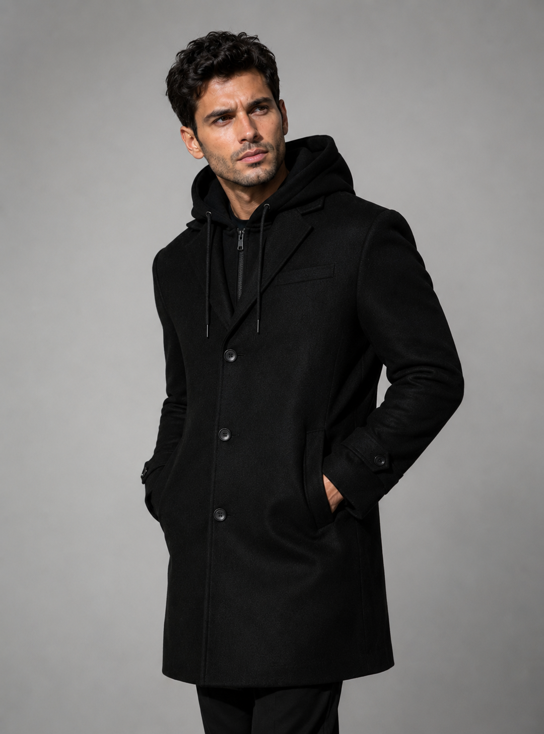 ABRIGO HOODPIANA BLACK